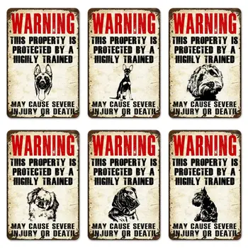 Предупреждение Эту собственность охраняют бельгийские собаки Малинуа Тигры Львы Жесть Винтажный декор Фермы Искусство Для любителей домашних животных Жестяной Металл Бар в зоопарке