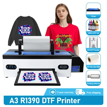 Принтер DTF A3 R1390 с Подачей рулона Непосредственно на Пленку Принтер DTF для Теплопередачи для всех тканей Машина для печати футболок DTF