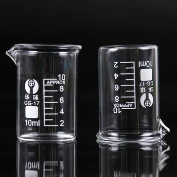 Прозрачный стакан Емкостью 10 мл, низкий стакан для школьной химической лаборатории, Измерительные принадлежности