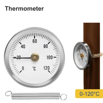 Прочные Трубчатые Термометры Биметаллические 0-120 ℃ 63 мм Аналоговый Зажим на Нагревательной Трубе, Измеряющий Круглую Пружину Из Нержавеющей Стали