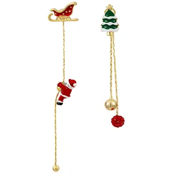 Рождественские длинные висячие серьги В фестивальном стиле, не выцветающие асимметричные украшения для жены, матери, дочери, друзей, коллег