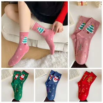 Рождественские носки для женщин, забавные носки с Санта-Клаусом, Рождественским снеговиком, милые носки для девочек из мультфильмов Каваи, Новый Рождественский подарок