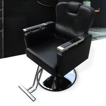 Роскошное кожаное салонное кресло с откидной спинкой, винтажное парикмахерское кресло, вращающееся, мебель для парикмахерской Silla De Barbero