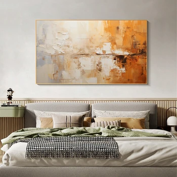 Ручная роспись картина маслом абстрактная живопись на холсте на заказ оранжевый градиент живопись гостиной стены украшение