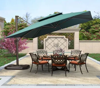 Садовая мебель, зонт с двойным навесом, Консольный Большой зонтик 3,5 м, зонт для патио, Экономичные зонты для пляжа