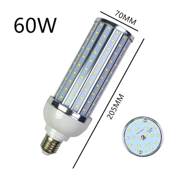 Светодиодная лампа Алюминиевая оболочка лампы 60W 110V 220V B22 E26 E27 E39 E40 LED Corn light уличный фонарь Холодный Теплый Белый