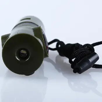 Свисток для дикой природы Универсальный уличный свисток со светодиодным фонариком, Компасом, лупой, термометром, 7-в-1, портативный инструмент для кемпинга