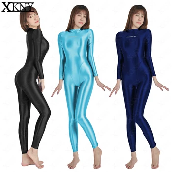 Сексуальные колготки XCKNY, глянцевый боди с высоким воротом, глянцевый гладкий повседневный боди для бега, штаны для йоги, сексуальная спортивная одежда из 9 предметов