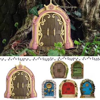 Сказочная садовая дверь, Многоцветные Миниатюрные фигурки Гномов на деревьях, Уличные украшения для мини-сада, Аксессуары для дома