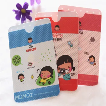 Случайный цвет Модный Корейский мультфильм Наборы автобусных карточек Cute Cartoon Girl Два слота для карт Пакет банковских карт Наборы карточек 40