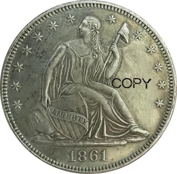 Соединенные Штаты Конфедеративные Штаты Америки 1861 Год Полдоллара Конфедерации Либерти Сидящий 1/2 Доллара 90% Серебряные Копировальные монеты