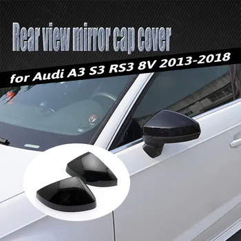 Стайлинг Автомобиля Корпус Заднего Вида Ярко-Черная Замена для Audi A3 S3 RS3 8V 2013-2018 Крышки Зеркал С Рисунком Из Углеродного Волокна