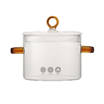 Стеклянная кастрюля для лапши быстрого приготовления, формы для запекания, кастрюля для соуса, кастрюля для супа из нержавеющей стали с крышкой