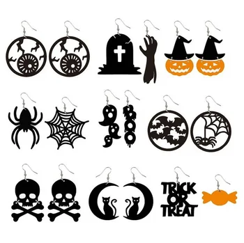 Сувениры для вечеринки на Хэллоуин, Черные акриловые серьги, подарки на Хэллоуин, Костюм Призрака, Счастливые декоры для вечеринки на Хэллоуин 2023 года