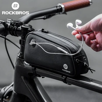 Сумка для передней трубки велосипеда ROCKBROS емкостью 1,3 л Треугольной формы, боковой карман для хранения кабельной розетки, сумка для верхней трубки, аксессуары для велосипеда