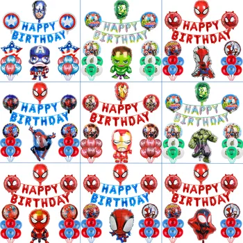 Супергерой Marvel Человек-паук Халк Железный Человек, Набор латексных шариков, детский день рождения, Тематический фестиваль Мстителей, Принадлежности для вечеринок, подарок