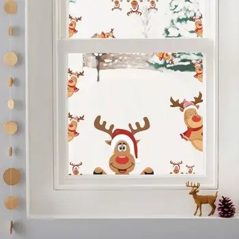 Съемные С Рождеством Снеговик Олень Наклейки на стены Художественная Виниловая наклейка на окно Дома Наклейка на Холодильник