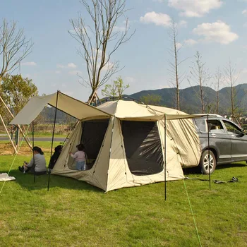 Усовершенствованный семейный кемпинг на 3-4 человека с защитой от комаров, встроенная беседка с тентом, автомобильная задняя палатка с автономным управлением