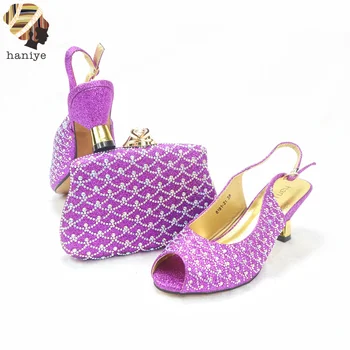 Фиолетовые женские сумочки с украшениями в тон на высоком каблуке 6,5 см, вечерняя сумочка с украшением в виде кристаллов, набор обуви и сумочки для свадебной вечеринки