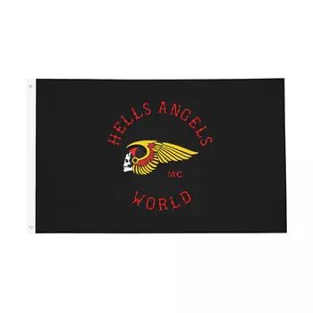 Флаг с Логотипом Hells-Angels World, Крытый Баннер на Открытом воздухе, Всепогодное Украшение Мотоцикла Warrior Brotherhood, Двусторонние Флаги