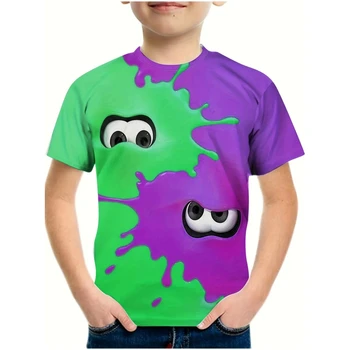 Футболка для мальчика, детская футболка с 3D-принтом и круглым вырезом, детская футболка с забавным рисунком, футболка с коротким рукавом, Летний пуловер большого размера, детская одежда