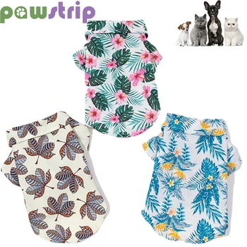 Футболки для Собак в Гавайском Пляжном Стиле, Летняя Тонкая Дышащая Одежда для Маленьких Собак, Жилет для Щенка Кошки, Одежда для Мопса, Французского Бульдога