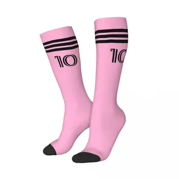 Футбольные носки Miami Messied поверх голеней, длинные носки для фудбола, нескользящие всесезонные, стильный дизайн для болельщиков