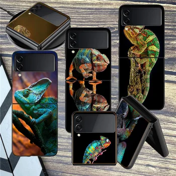 Хамелеон забавная дикая природа Для Телефона Samsung Z Flip 3 4 5 5G Чехол Противоударный Жесткий Galaxy Z Flip 5 4 3 5G Чехол Cell Luxury PC Shel