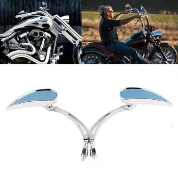 Хромированные Зеркала заднего вида на заказ Синего цвета для мотоцикла Harley Cruiser Chopper Dyna Electra Glide