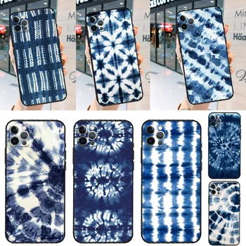 Чехол Shibori indigo Tie Dye Case Для iPhone 14 13 12 11 15 Pro Max Mini 7 8 Plus X XR XS Max SE 2020 Мягкий Чехол-Бампер