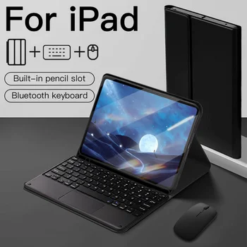 Чехол для планшета iPad 10.2 7/8 / 9th, чехол для iPad Pro 11 10.5 Air 4/5 для iPad, чехол с Bluetooth-клавиатурой и мышью, чехол для планшета