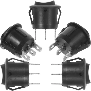 Штыри 23 мм Автомобильные круглые кулисные переключатели с однополюсными кнопками двойного действия (черные)