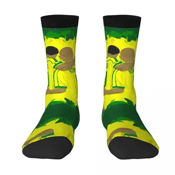 Эластичные носки для футбольной команды Бразилии Rivaldos и Ferreiras с графическим рисунком в винтажном стиле, повседневные, контрастные по цвету, пехотные ранцы