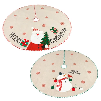 Юбка для Рождественской Елки с Дизайном Санта-Снеговика 43-Дюймовая Юбка для Рождественской Елки для Рождественских Украшений Зима Новый Год